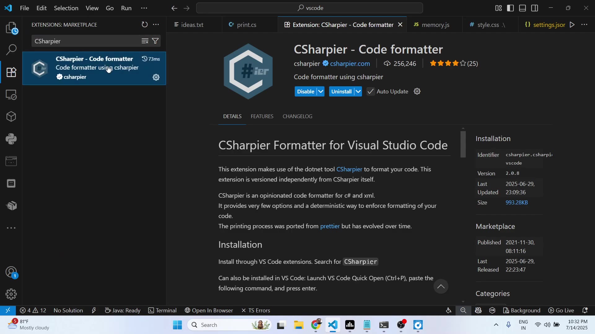 'Video thumbnail for CSharpier Official C# & .NET Formatter & Beautifier Extension For Visual Studio Code IDE'