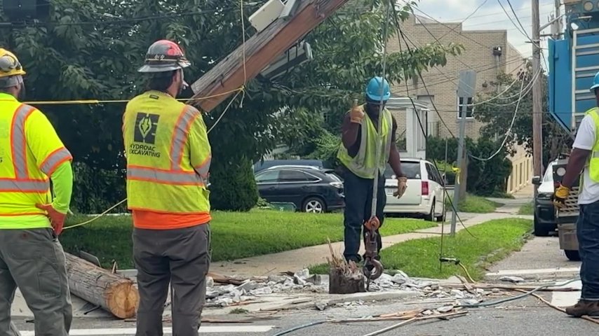 Video thumbnail for Crash into utility pole leaves 58 homes without power in Port Chester