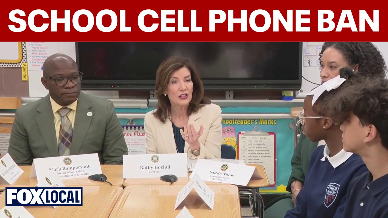 Video thumbnail for NY school cell phone ban results revealed by Gov. Hochul