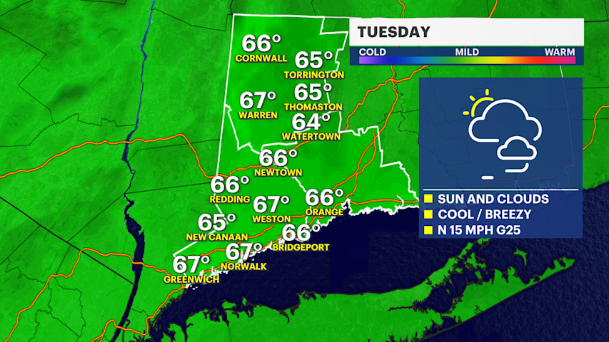 Video thumbnail for Seasonable highs, breezy midweek winds on tap for Connecticut