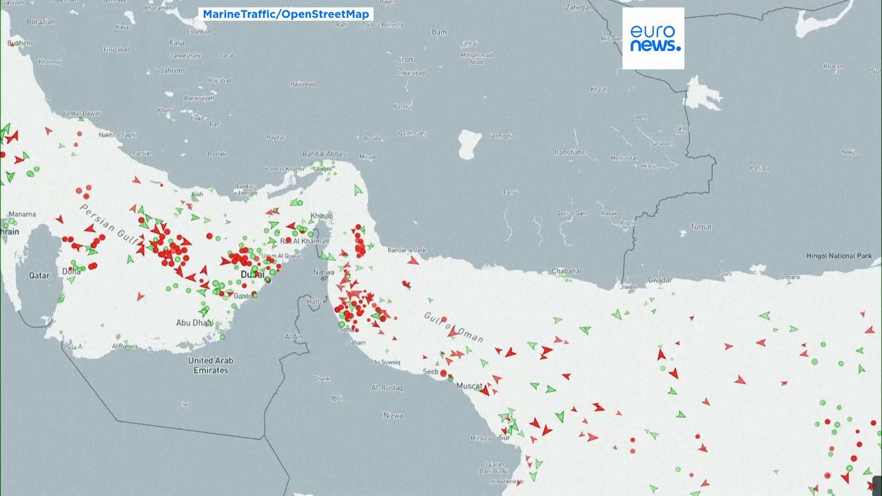 Video thumbnail for Timelapse: A closer look at the shipping traffic through the Strait of Hormuz