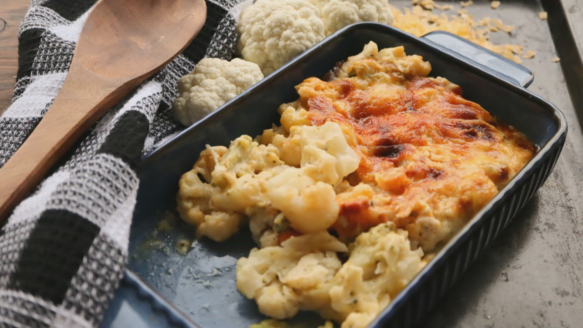 Video thumbnail for Crispy Roasted Cauliflower with Cheddar & Parmesan