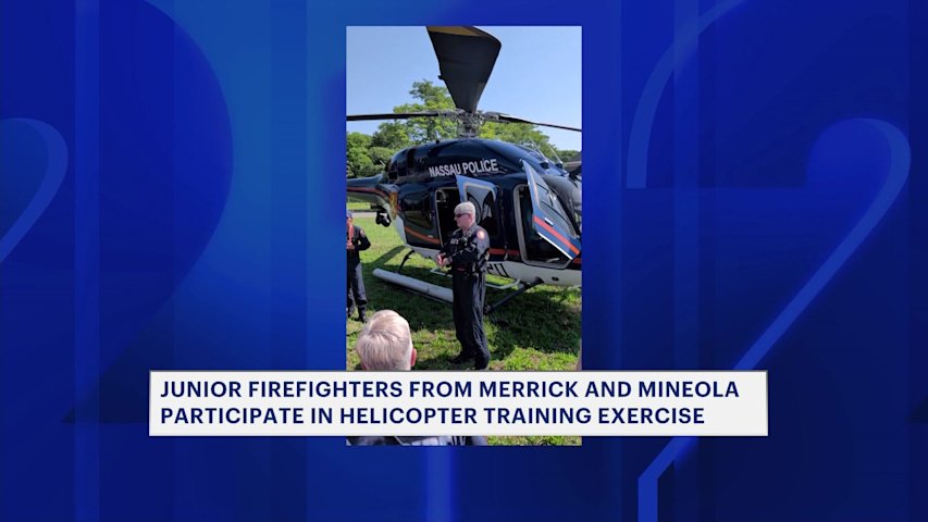 Video thumbnail for Long Island junior firefighters get close-up look at emergency helicopter training