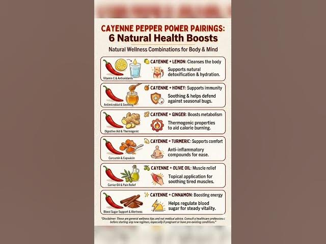 Video thumbnail for Cayenne Power Combos! 🔥 Boost Your Health Naturally! #herbalmedicine #cayennepepper #nutritiontips