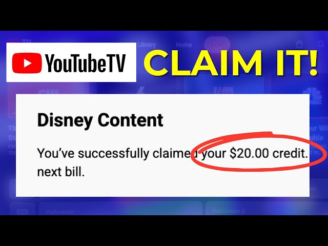 Video thumbnail for How to Claim Your $20 YouTube TV Credit for Disney Blackout!