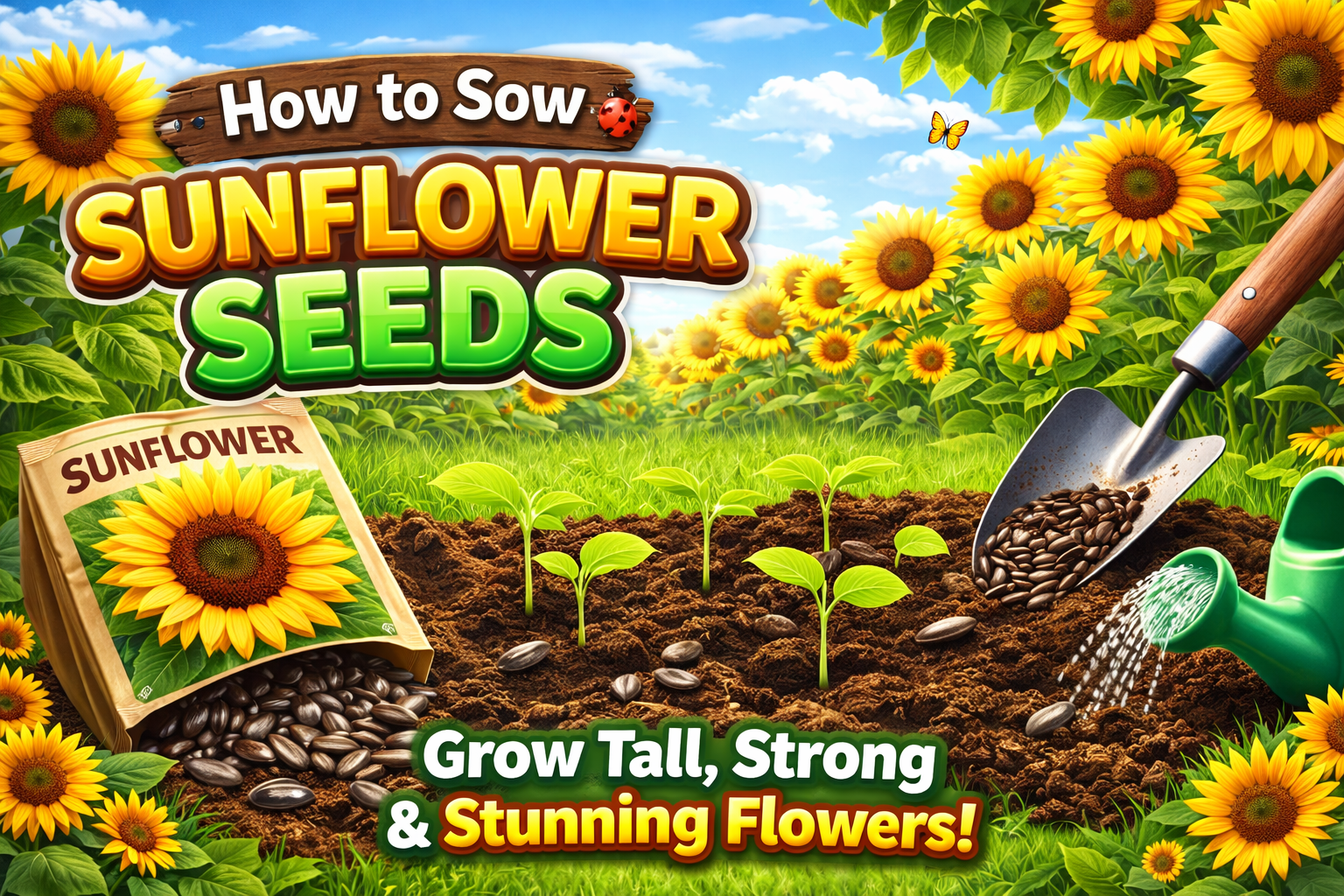 Video thumbnail for How to Sow Sunflower Seeds  Grow Tall, Strong & Stunning Flowers!