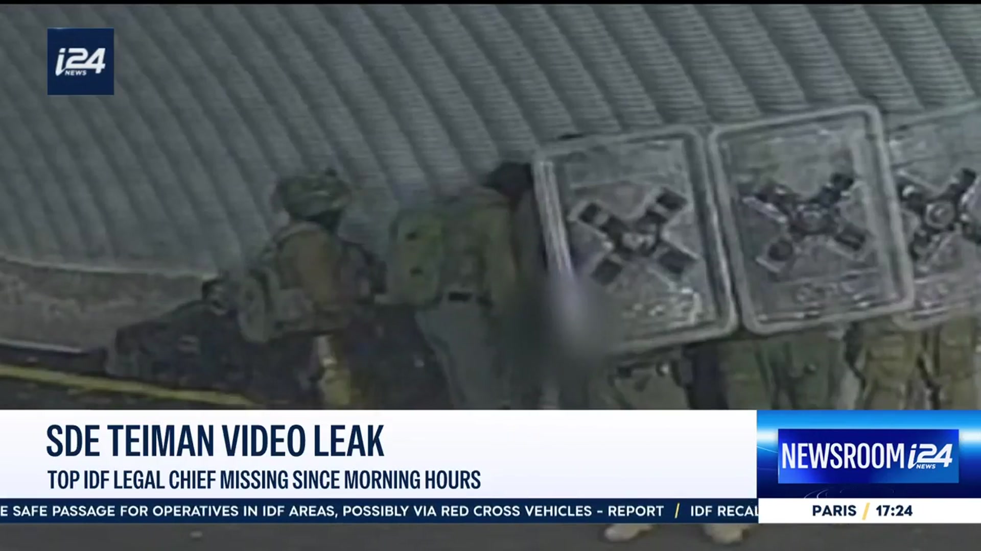 'Video thumbnail for Sde Teiman video leak: top IDF legal chief missing since morning hours'