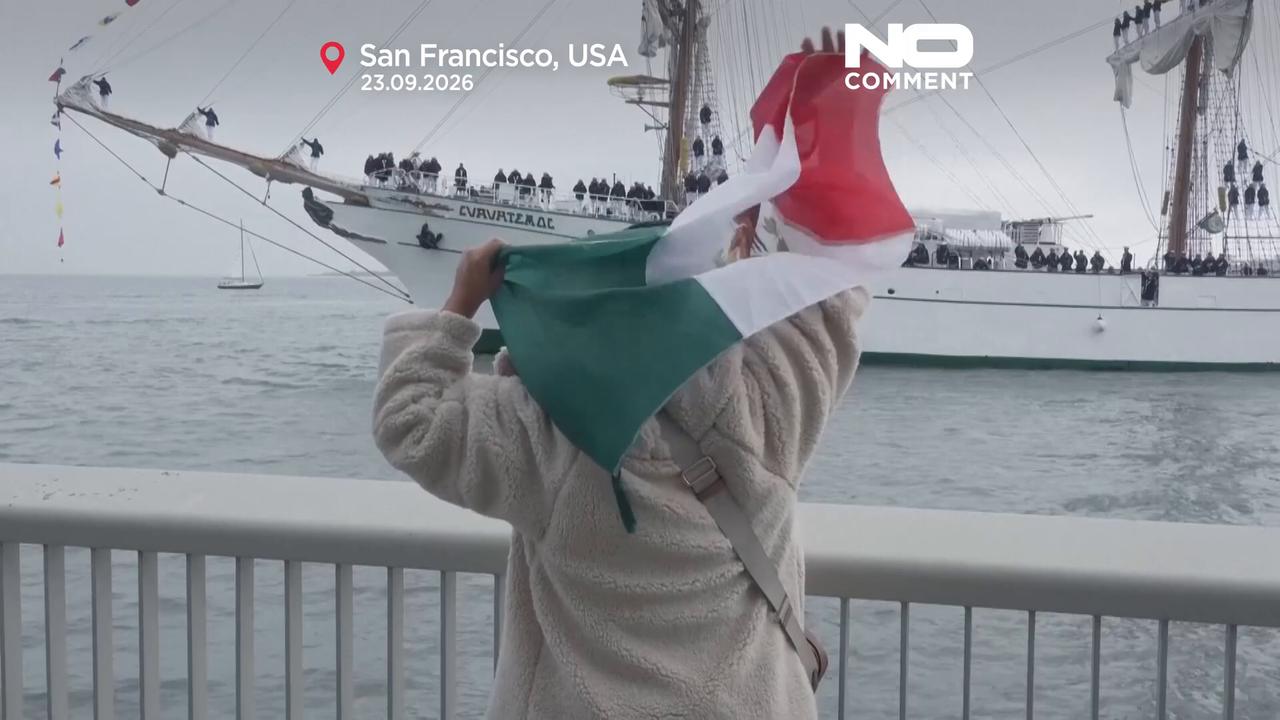 Video thumbnail for Mexican navy tall ship Cuauhtémoc returns to San Francisco after 17 years