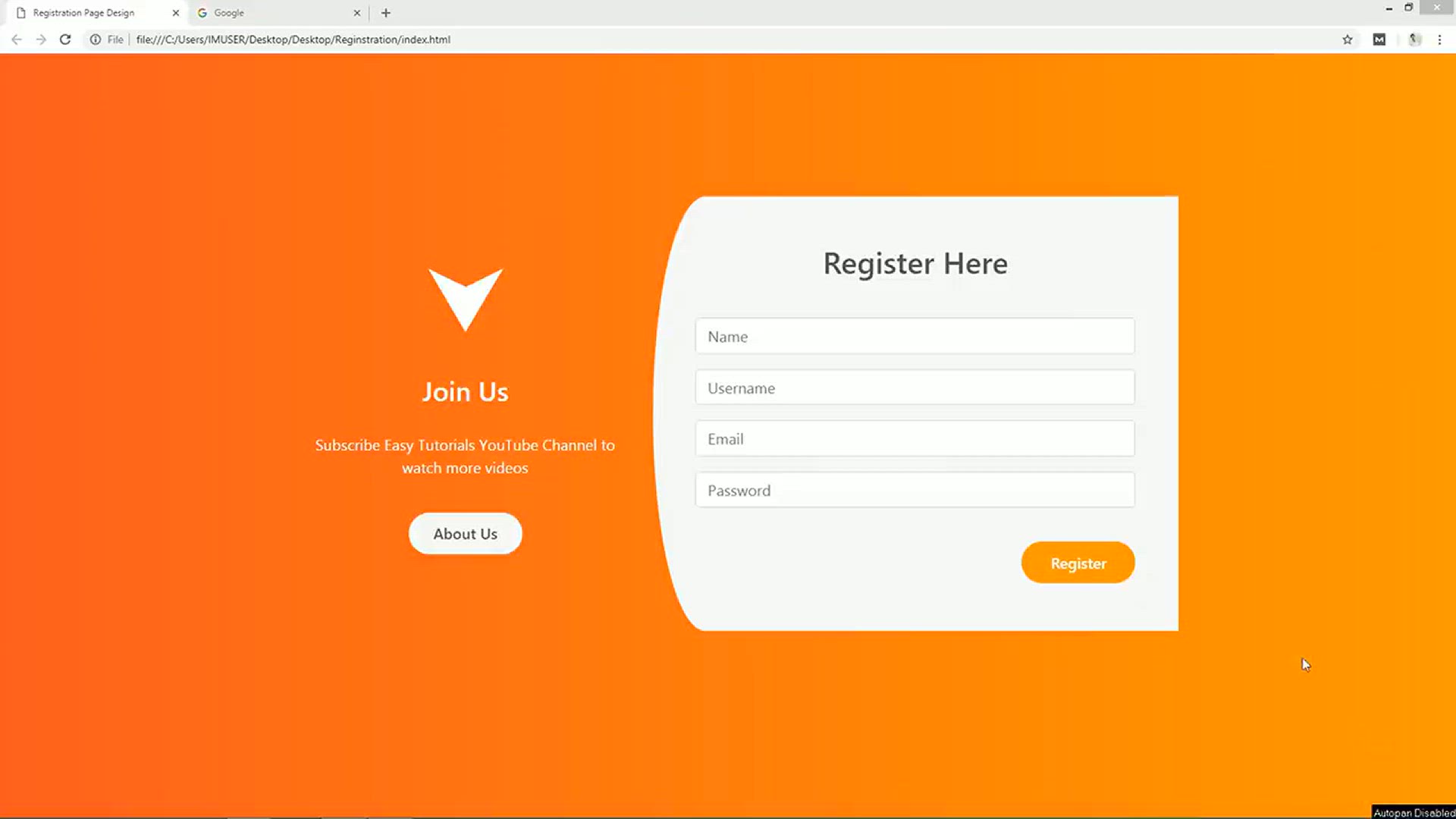 'Video thumbnail for How To Make Registration Page Using HTML And CSS _ Login Registration Form Design'
