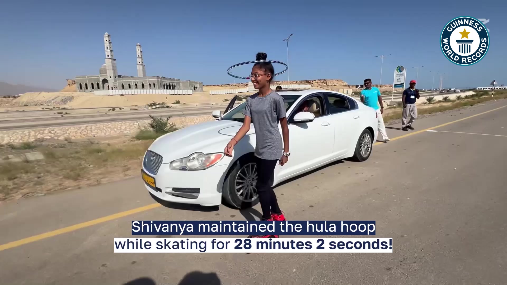 Video thumbnail for Longest duration roller/inline skating while hula hooping around a hair bun  28 minutes and 2 seconds by Shivanya Prashanth