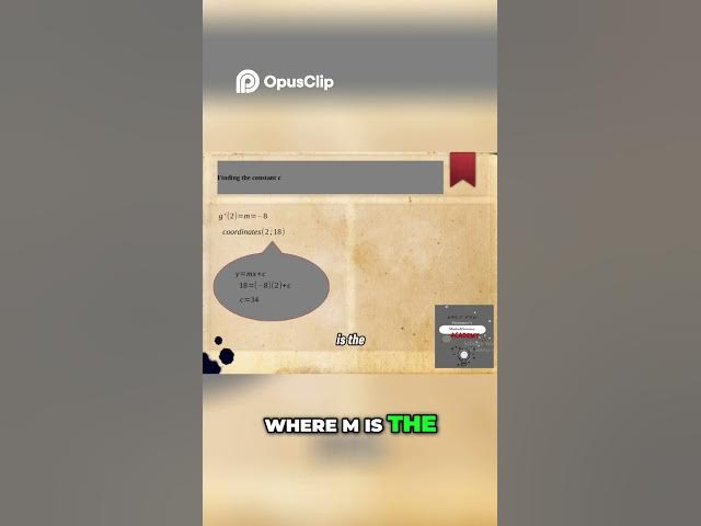 Video thumbnail for Tangent Line Equation  Find C & Solve at x=2! #education #grade12math #maths&science #tangenttocurve