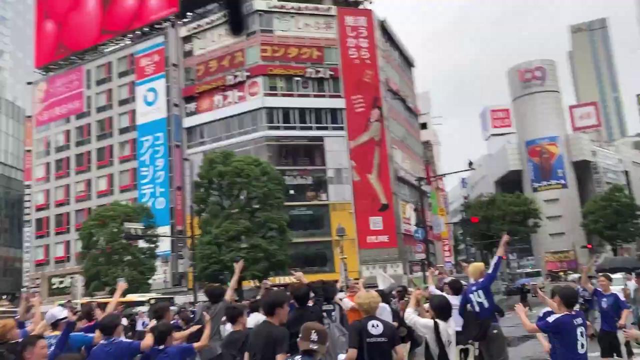 Video thumbnail for World Cup 2026 – Japan: Shibuya Scramble Fills With Fans After Match With Netherlands 2.