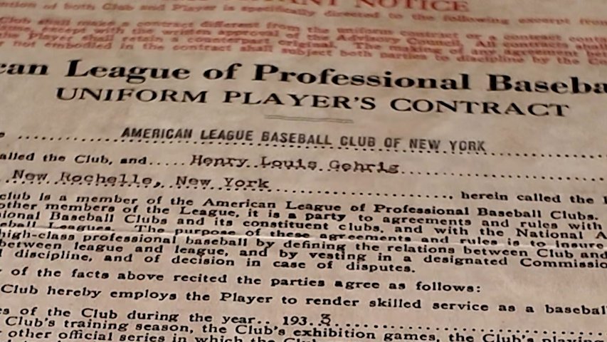Video thumbnail for Lou Gehrig’s 1933 contract up for bid at Lelands Auction House