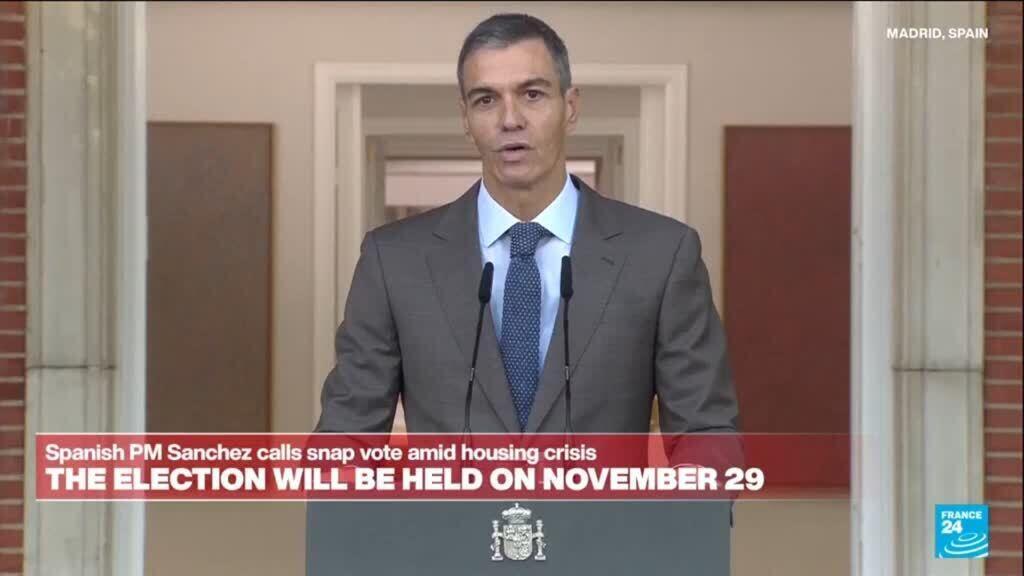 Video thumbnail for Spanish PM Sanchez calls snap election amid housing crisis