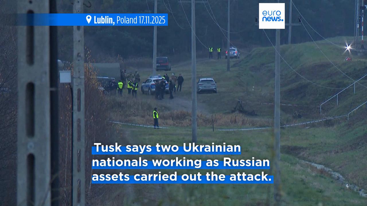 Video thumbnail for Poland blames Russian intelligence for blast on railway line to Ukraine