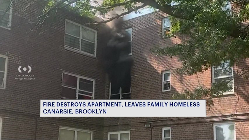 Video thumbnail for Family escapes, cat jumps out window during fire at Canarsie NYCHA complex