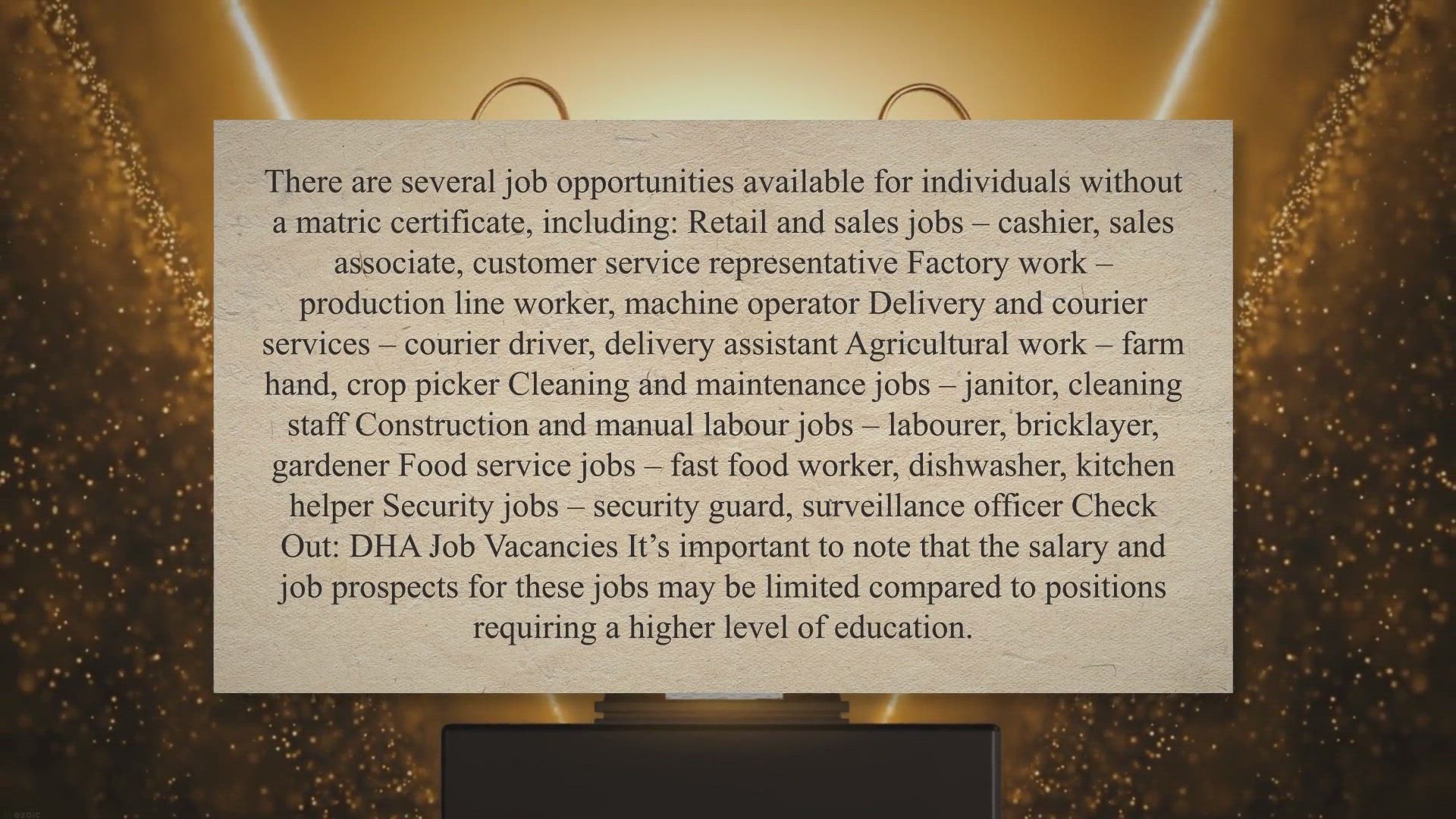 Video thumbnail for Jobs Opportunities without Matric Certificate – General