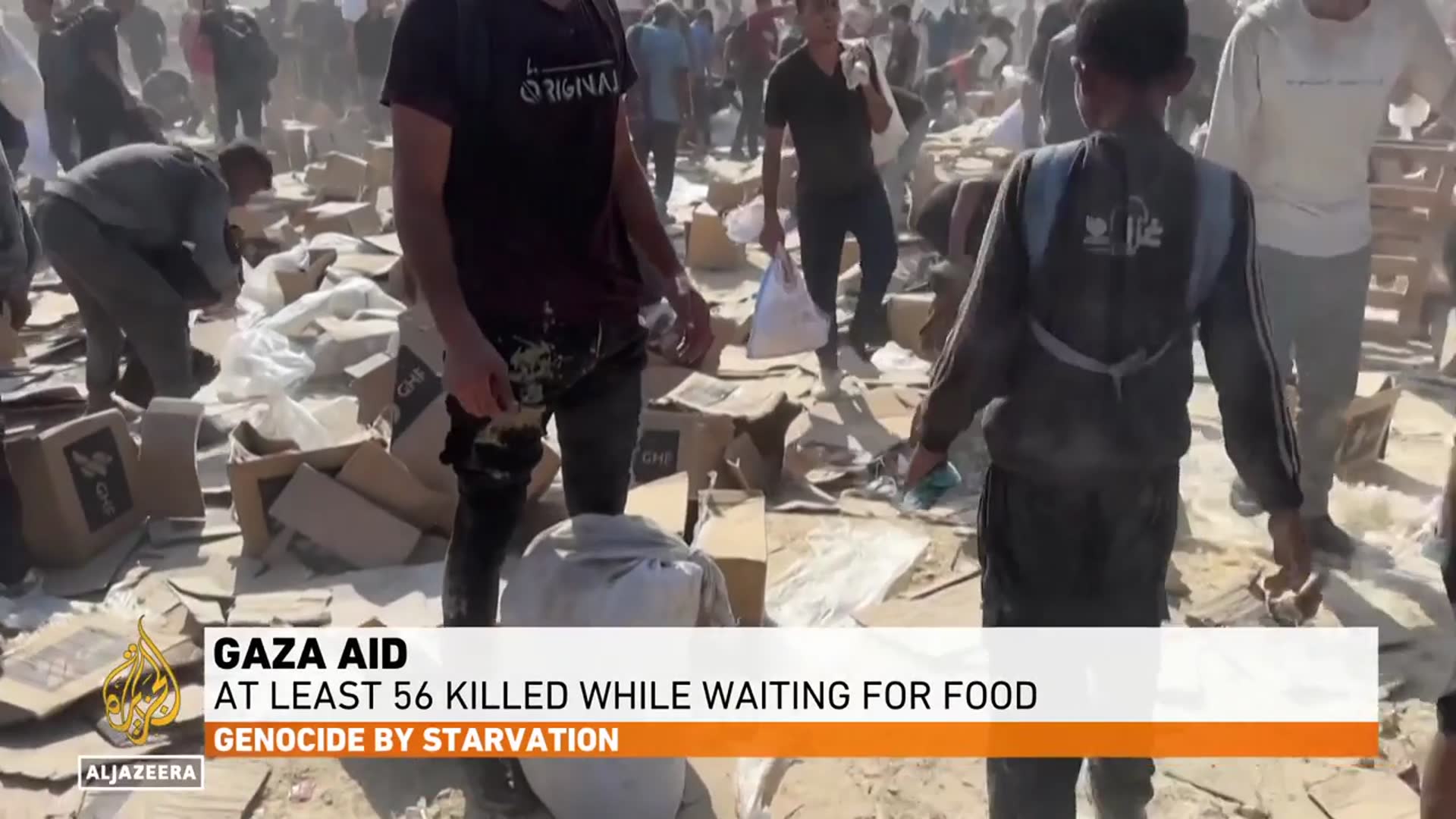 'Video thumbnail for Scavenging for scraps: Palestinians risk gunfire to feed starving children'