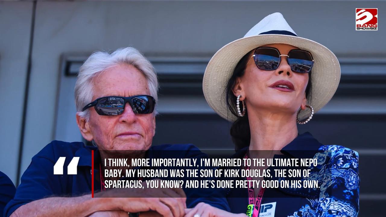 Video thumbnail for Catherine Zeta-Jones calls Michael Douglas the ‘ultimate nepo baby’