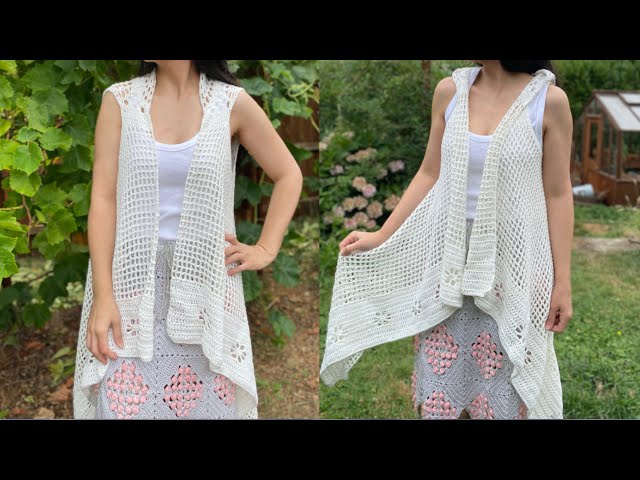 Video thumbnail for Crochet easy one piece lace vest #crochet #crochetpatterns #crochetvest