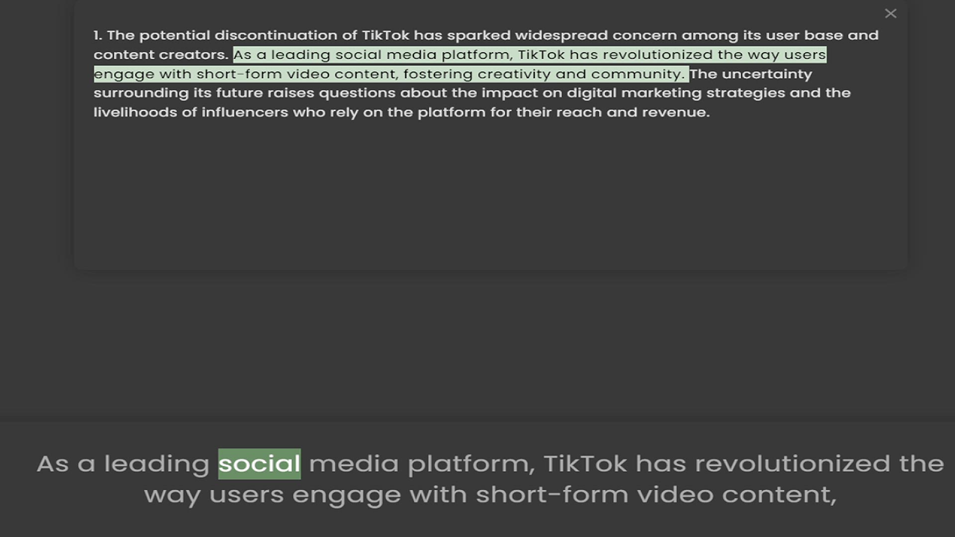 Video thumbnail for 1. The potential discontinuation of TikTok has sparked widespread concern among its user base and content creators. As a leading social media platform, TikTok has revolutionized the way users engage with short-form video content, fosterin