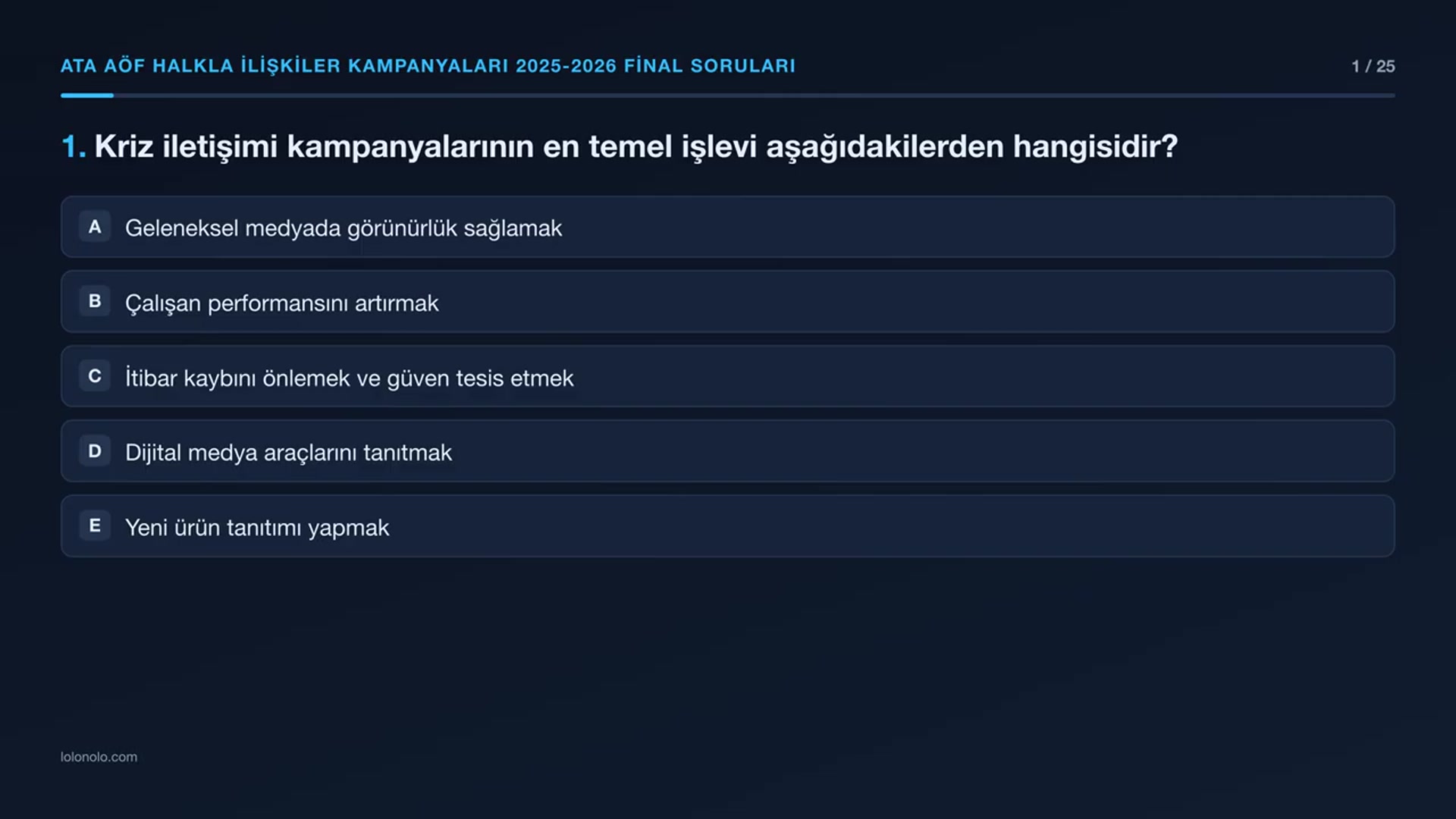 Video thumbnail for Ata Aöf Halkla İlişkiler Kampanyaları 2025-2026 Final Soruları