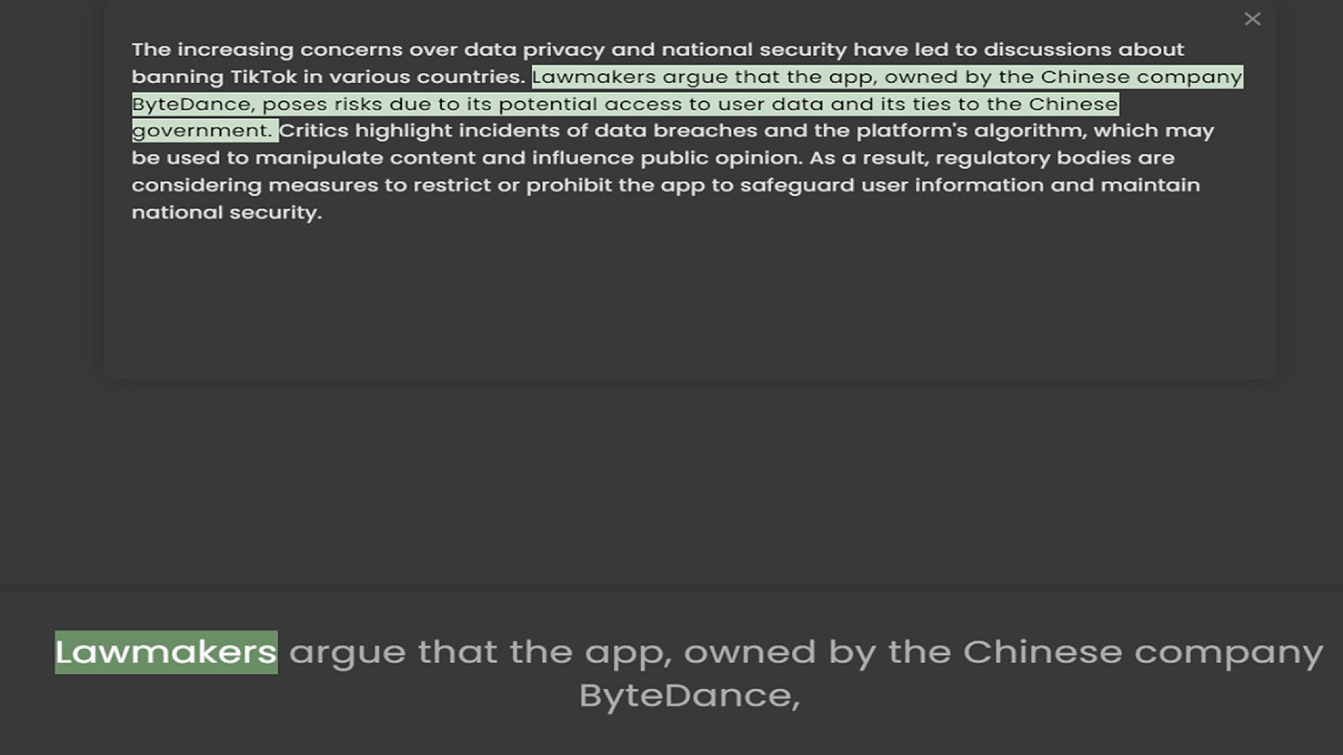 Video thumbnail for The increasing concerns over data privacy and national security have led to discussions about banning TikTok in various countries. Lawmakers argue that the app, owned by the Chinese company ByteDance, poses risks due to its potential acce