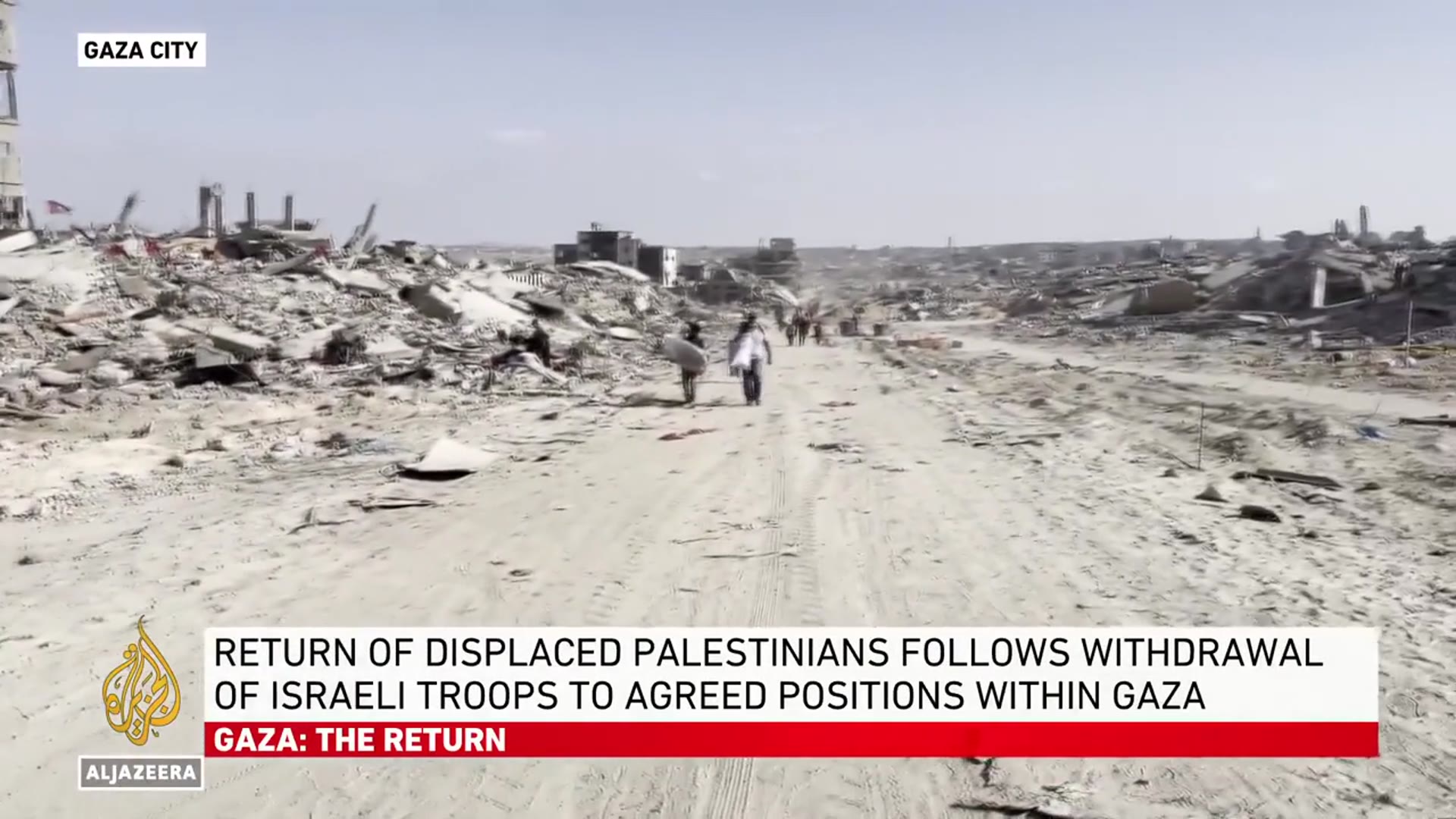 'Video thumbnail for Gaza City in ruins as Palestinians return to find only rubble'