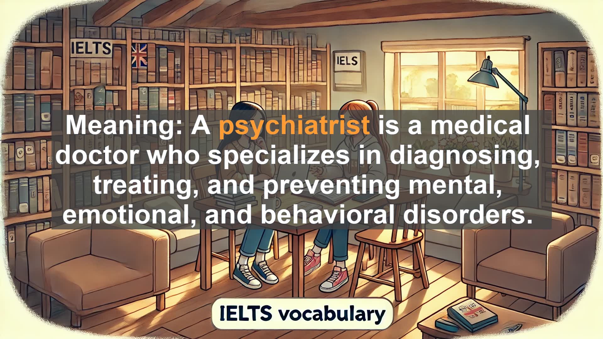 'Video thumbnail for 2000 Must Know IELTS 9.0 Vocabulary - What Is a Psychiatrist? Understanding Mental Health Professionals'