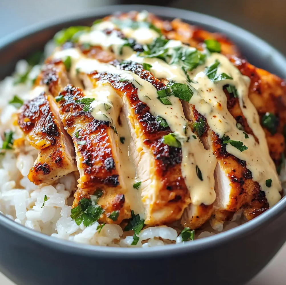 Video thumbnail for Chicken & Rice Bowls with Creamy Garlic Sauce