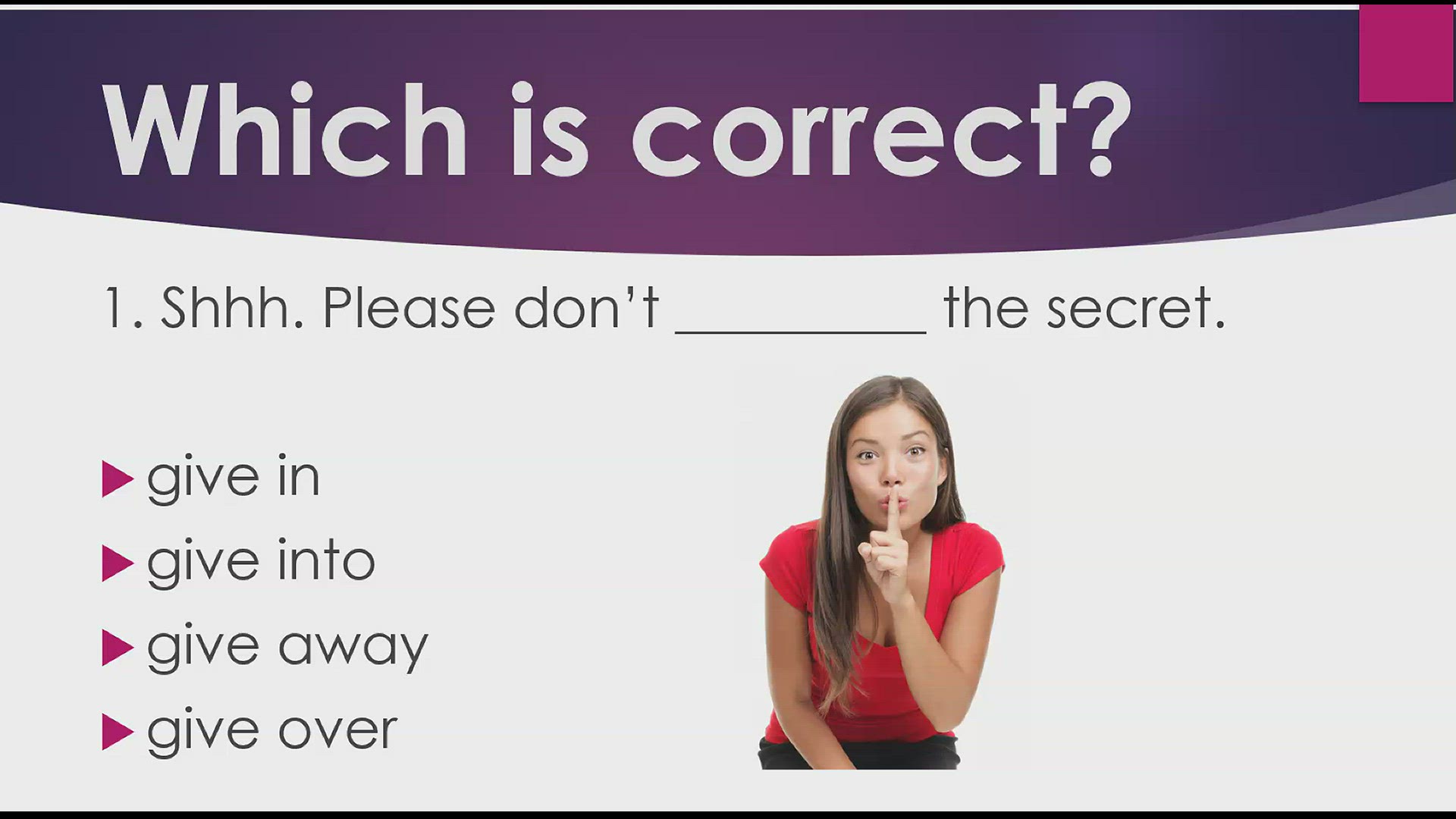 'Video thumbnail for Phrasal Verbs with Give'