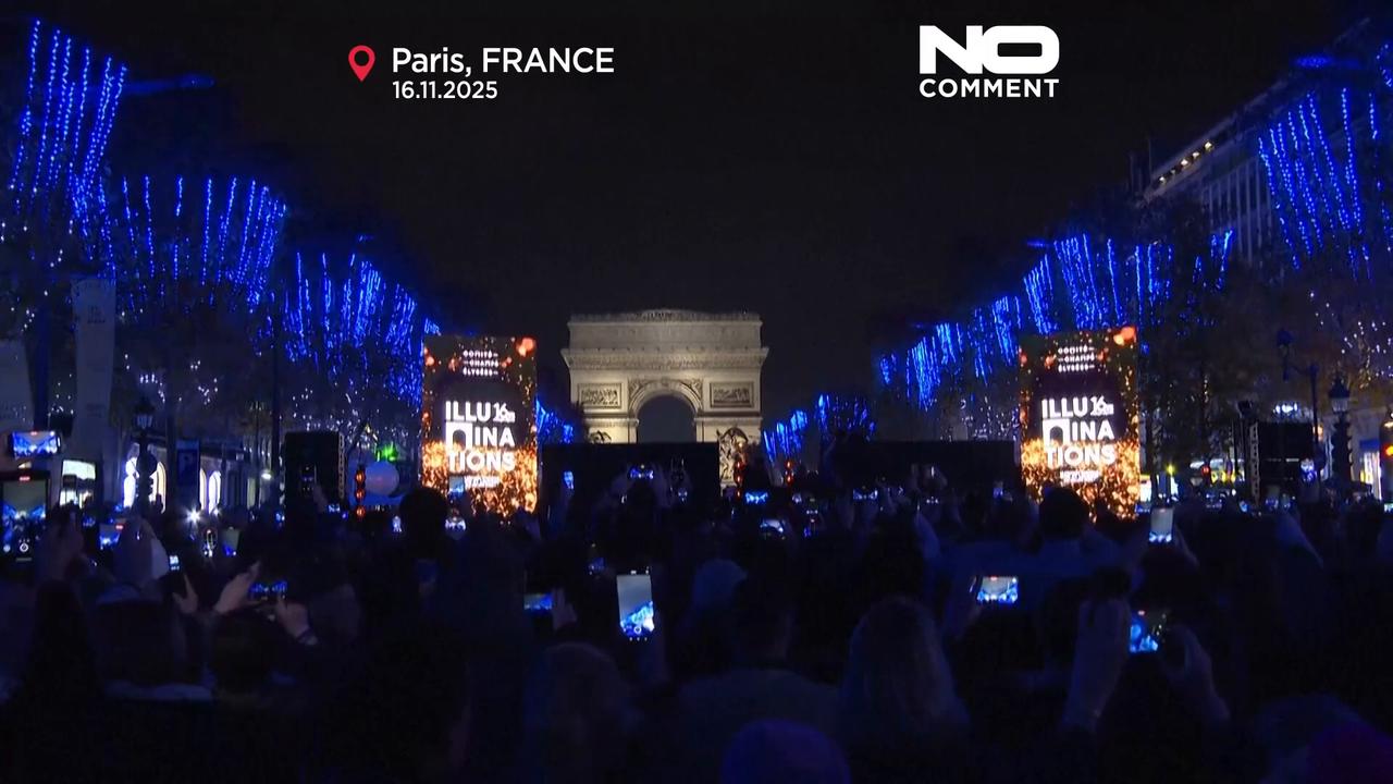'Video thumbnail for Léa Seydoux switches on Champs-Élysées Christmas lights as Paris launches festive season'