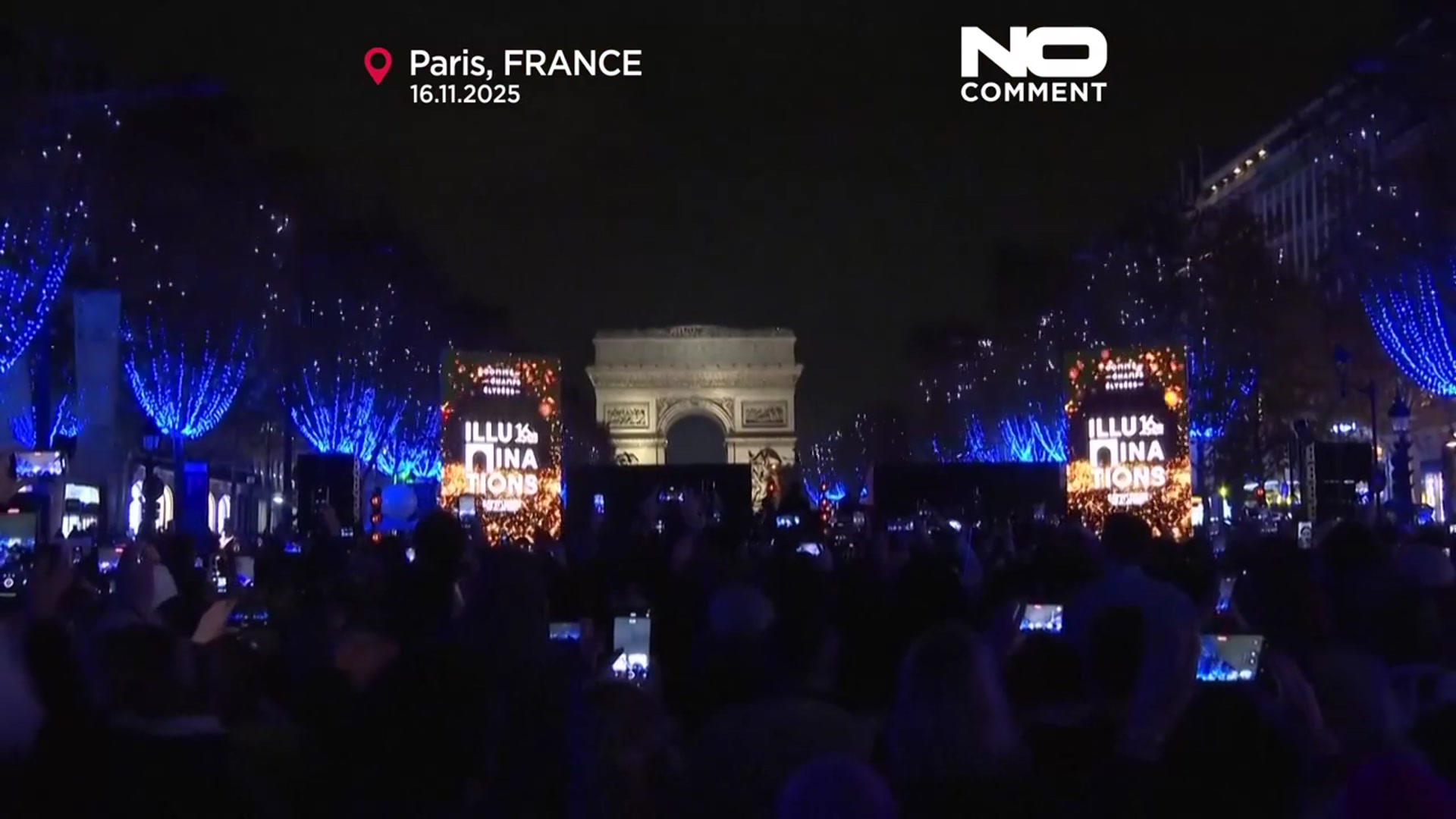 'Video thumbnail for Léa Seydoux switches on Champs-Élysées Christmas lights as Paris launches festive season'