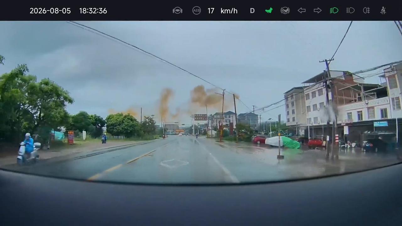 Video thumbnail for China: Traffic light in China takes direct lightning strike during thunderstorm.