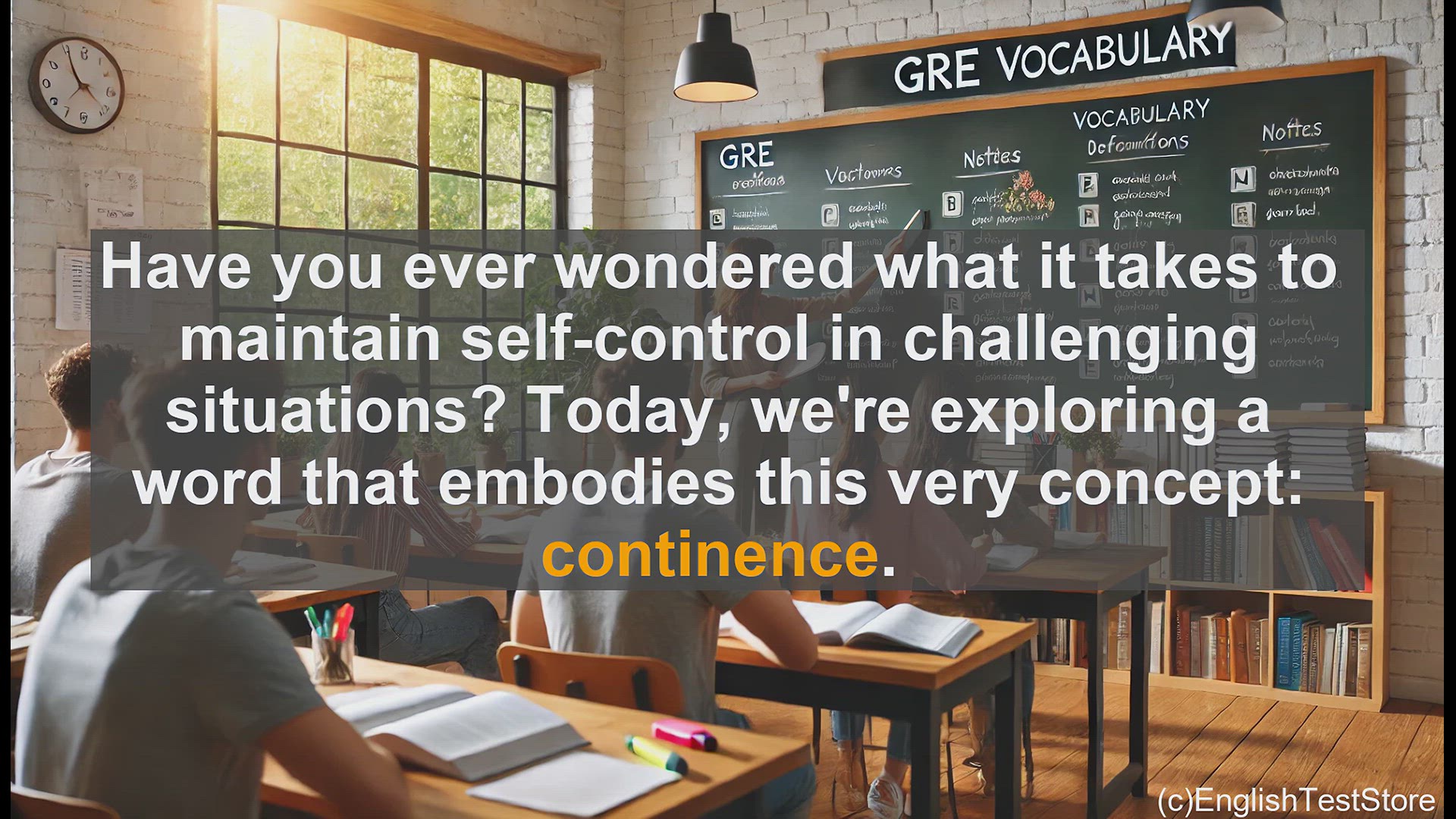 'Video thumbnail for GRE Vocabulary Lesson: The Power of Continence - Mastering Self-Control'