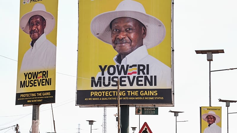 Video thumbnail for Museveni leads in tense election marred by internet shutdown and voting interference