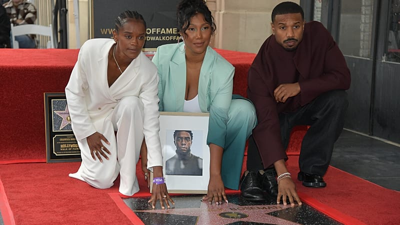 Video thumbnail for Chadwick Boseman honoured with Hollywood walk of fame star