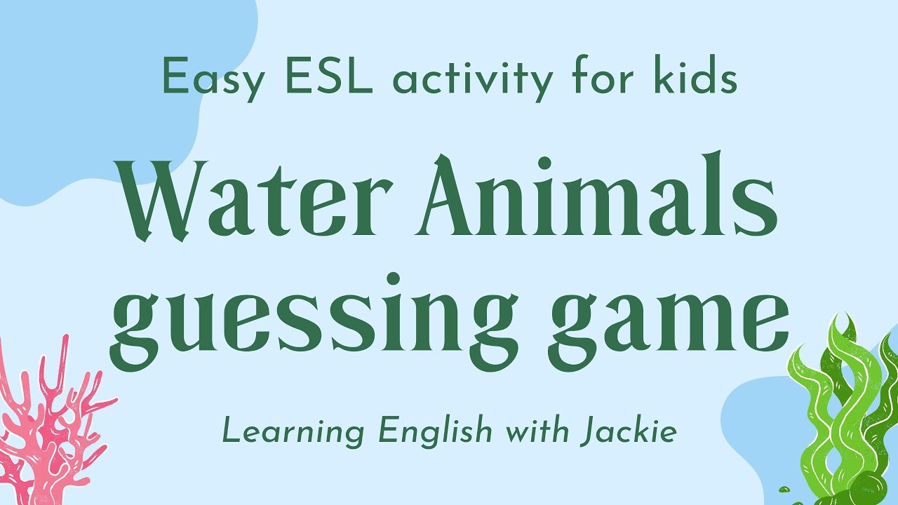 'Video thumbnail for Water Animals guessing game in English for kids | Fun ESL Guessing Quiz & Activities'