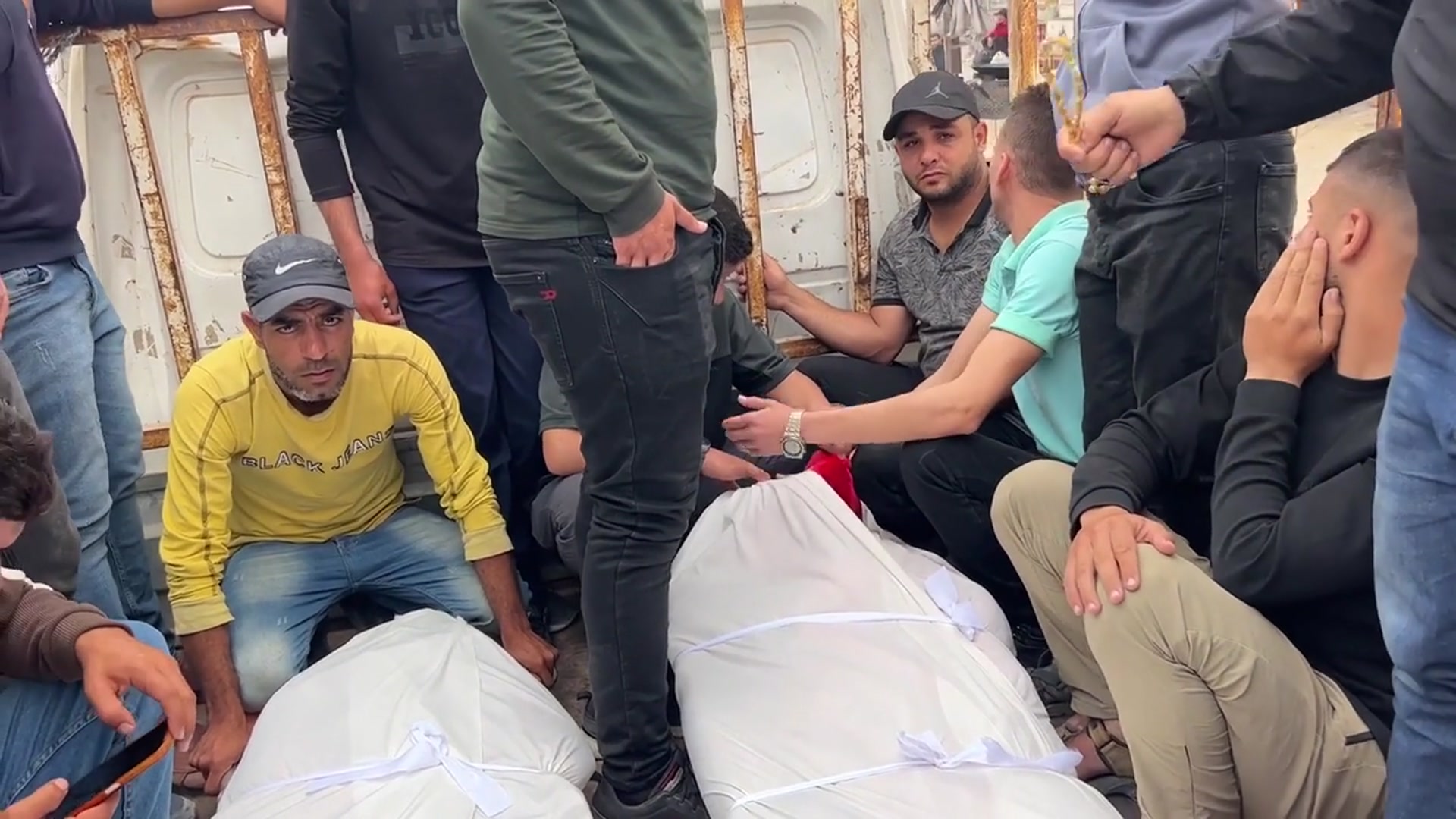Video thumbnail for Funeral held for two Palestinians killed in Israeli attack on Gaza.