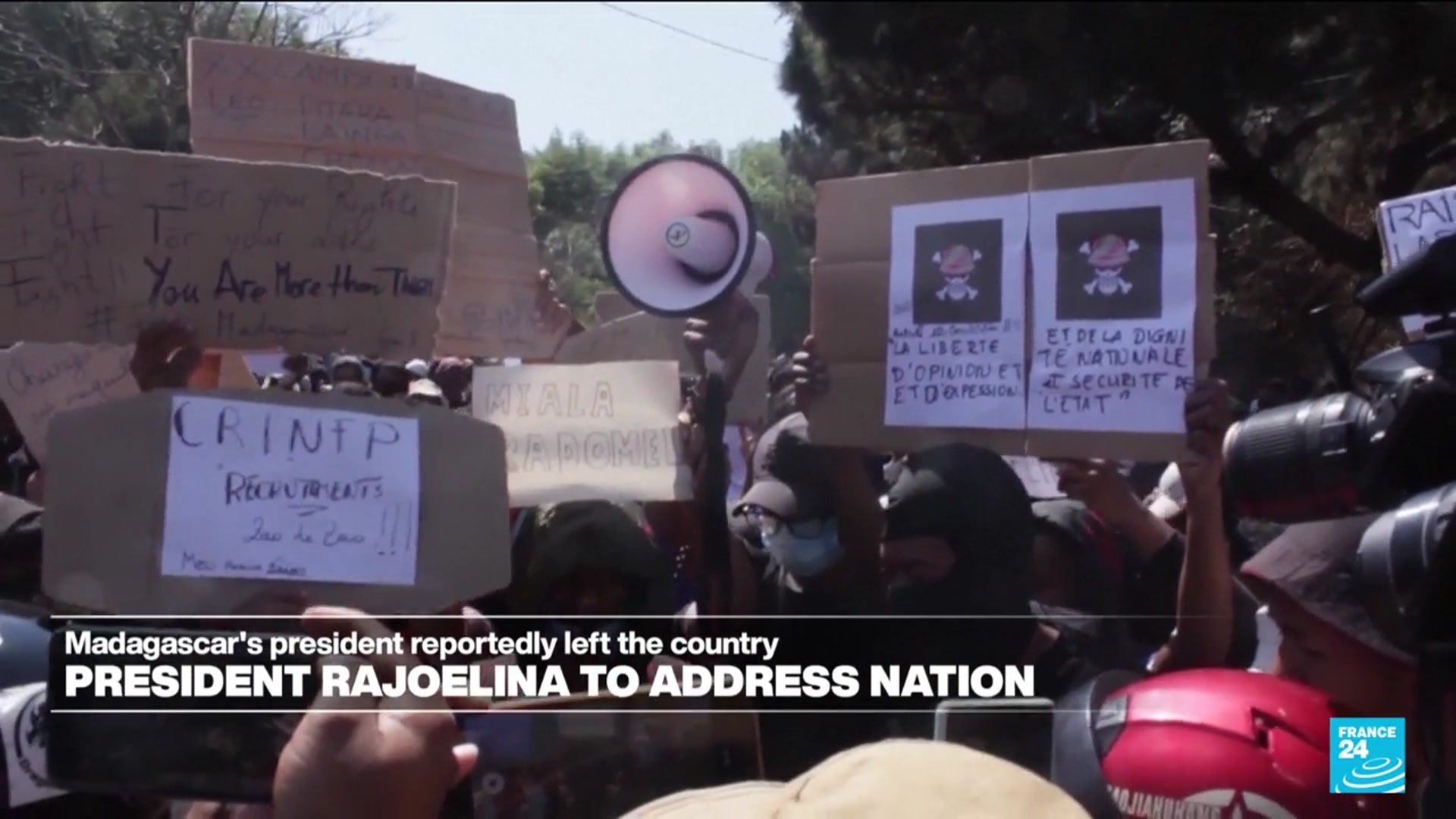 'Video thumbnail for Madagascar President Rajoelina says he had to leave for a secure location to protect his life'