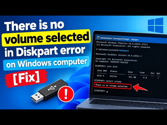 Video thumbnail for There is no volume selected in Diskpart error on Windows computer [Fix]