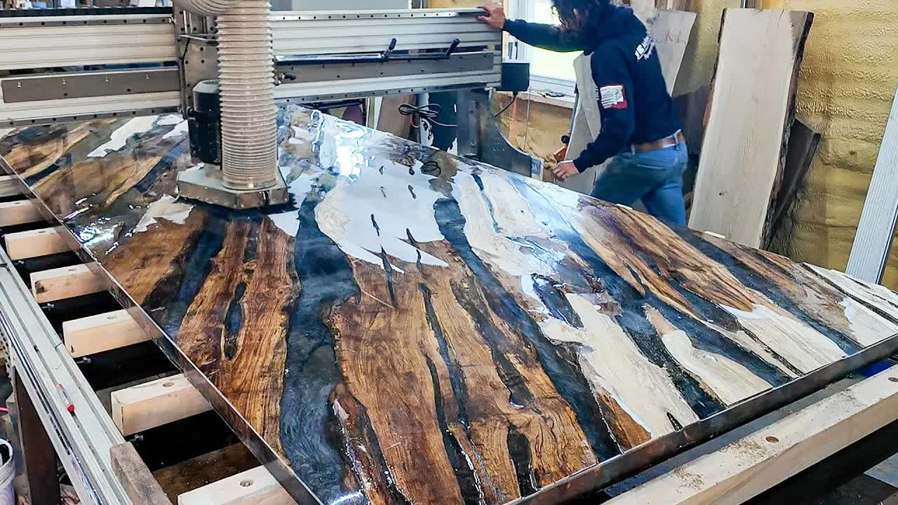 Video thumbnail for matthew cremona: flattening giant table top & hauling massive logs with heavy equipment