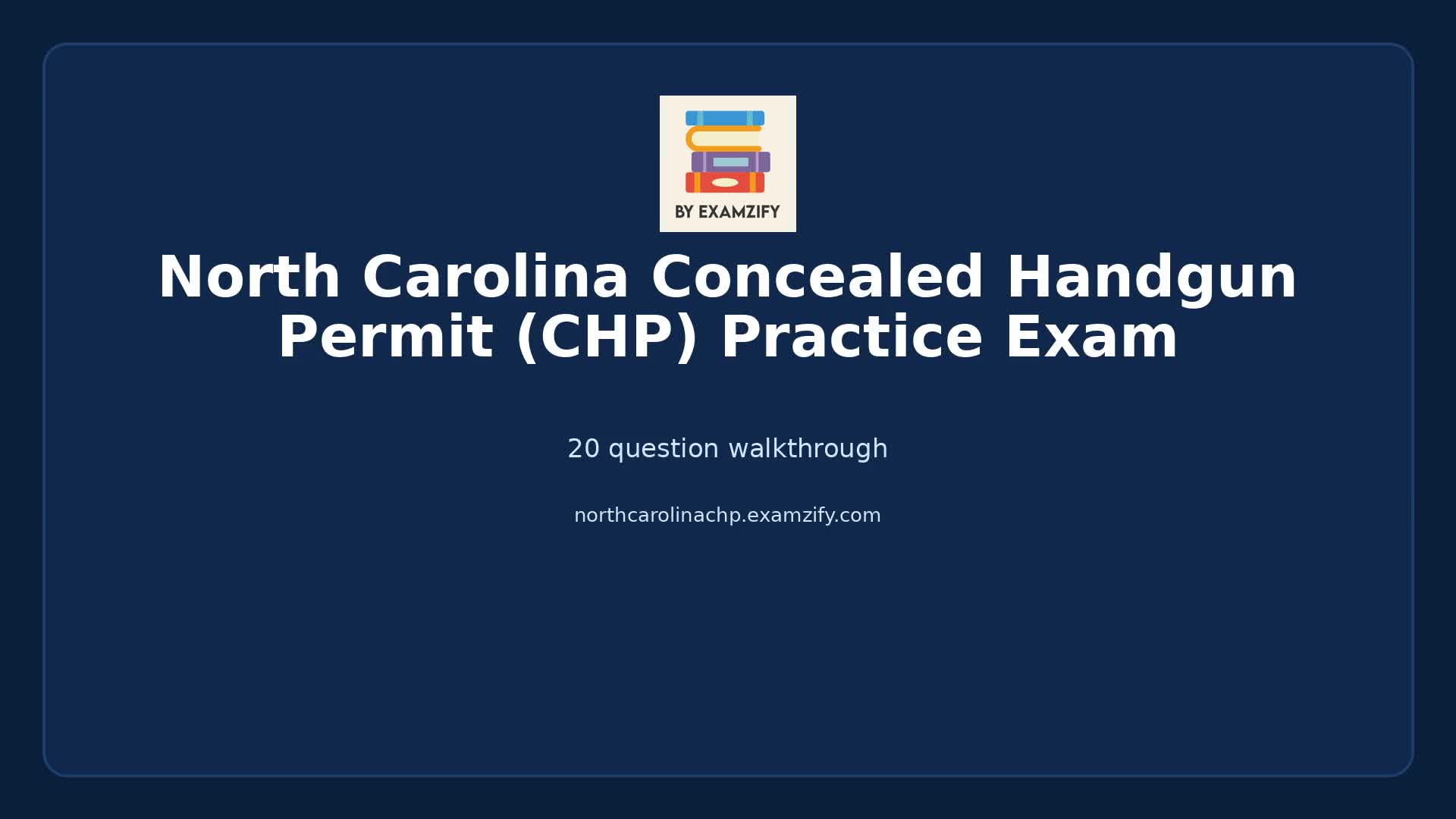Video thumbnail for North Carolina Concealed Handgun Permit (CHP) Practice Exam