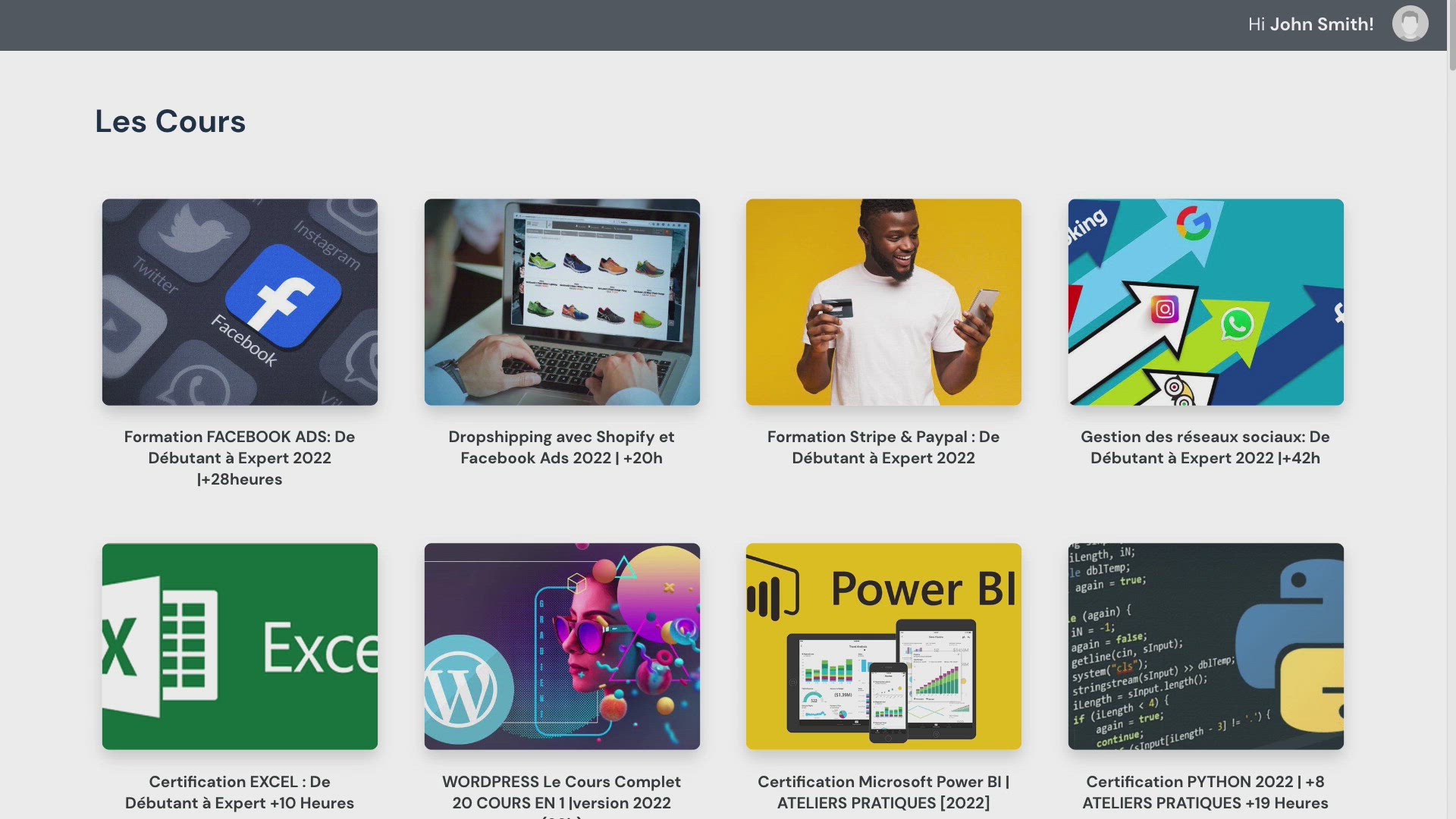 Video thumbnail for Introduction liste des cours pour PACK VIP 100 cours