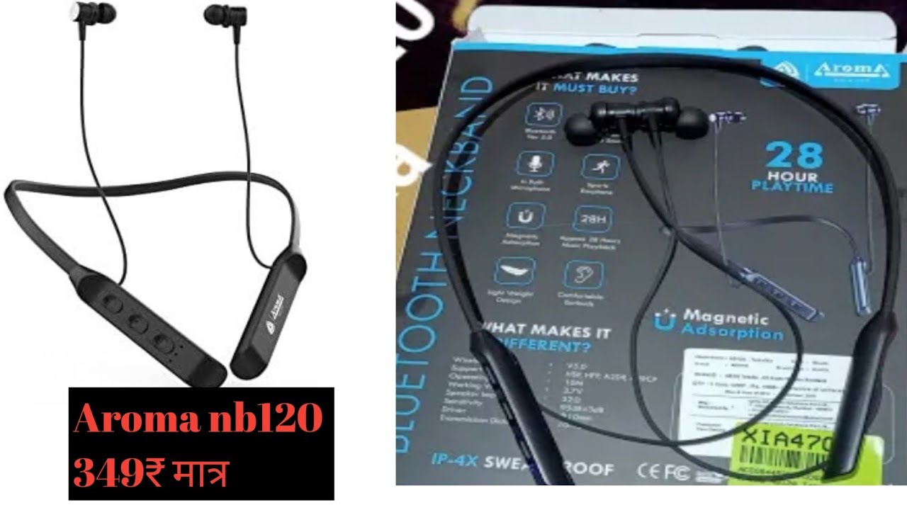 Video thumbnail for Aroma nb-120 Bluetooth neckband under 349₹