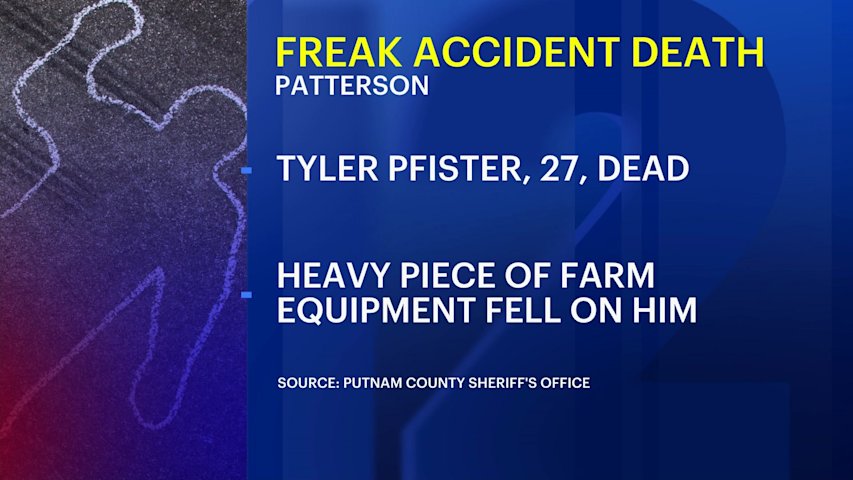 Video thumbnail for Freak accident in Patterson leaves 27-year-old dead after heavy farm equipment falls over