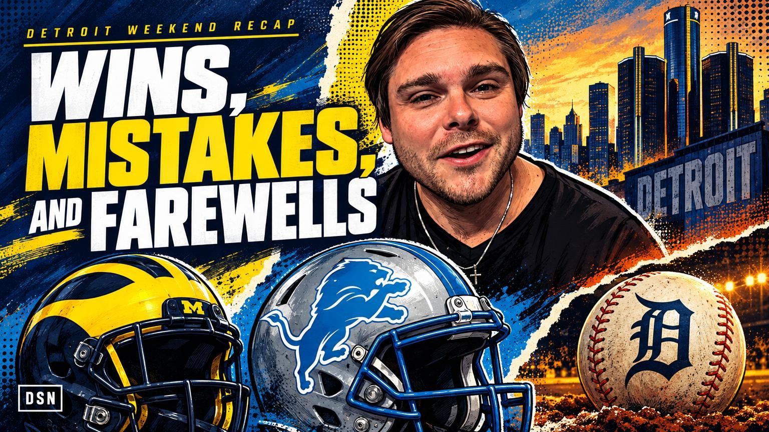 Video thumbnail for Lions stay stuck in the middle, Michigan falls on mistakes, and Verlander gets a storybook Tigers ending