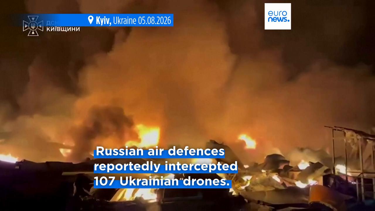 Video thumbnail for Russian overnight barrage on Ukraine kills at least 15 in Kyiv and surrounding region