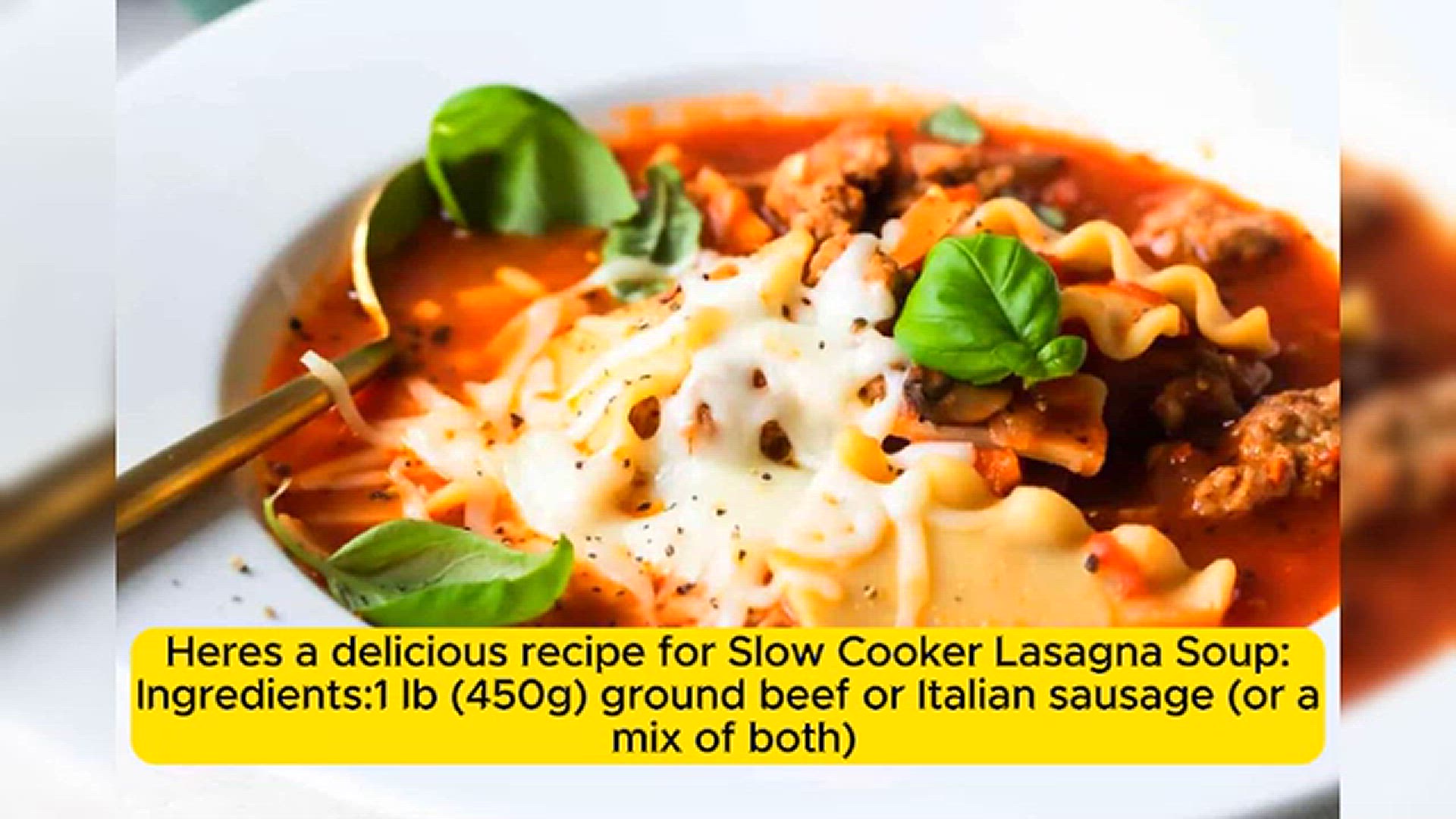 'Video thumbnail for Comforting Slow Cooker Lasagna Soup'