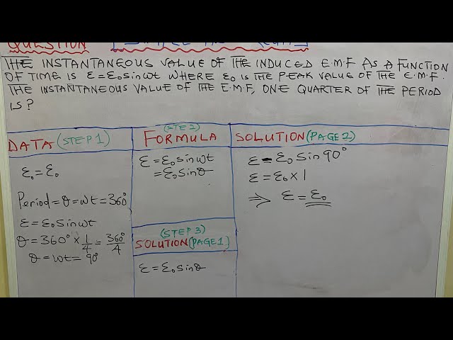 'Video thumbnail for The instantaneous value of the induced e.m.f as a function of time is E = EoSinwt where Eo is the'